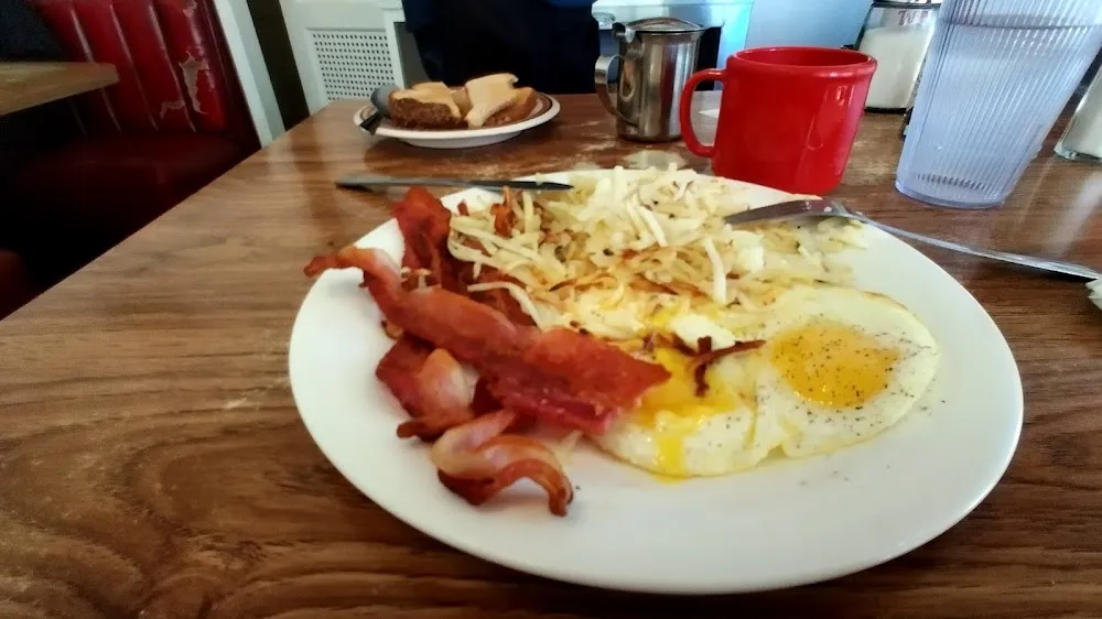Bacon and Eggs Sunny Side Up with Hash Browns